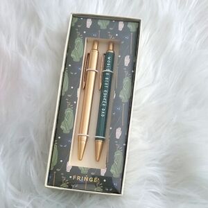 Fringe Studio Gold and Green Pen Set Of 2